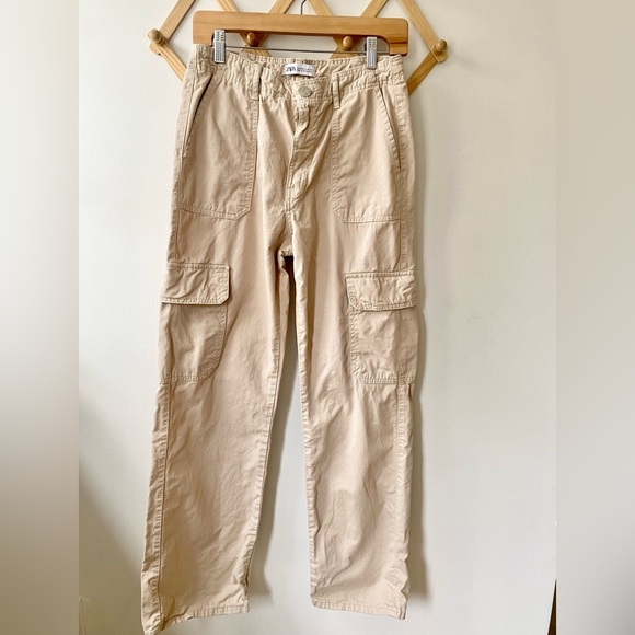 Zara Tan Cargo Pants - Picture 1 of 3